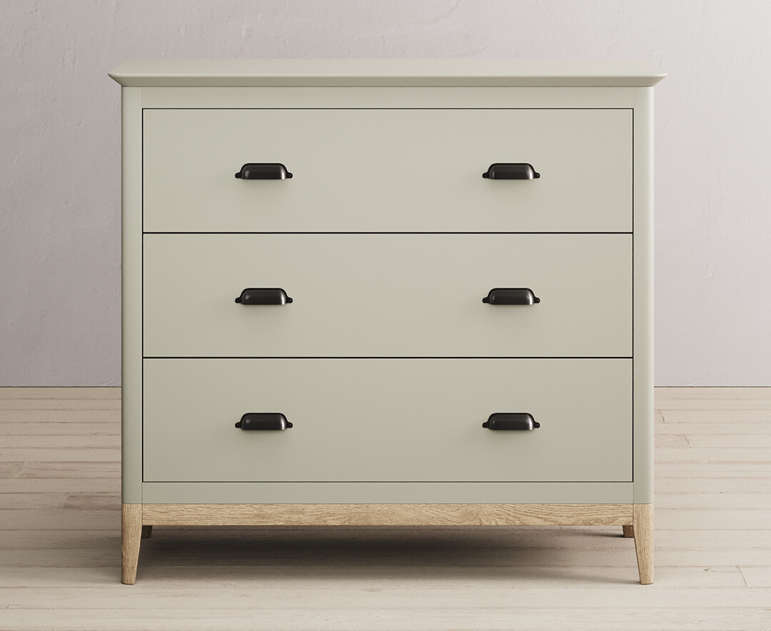 Ancona Oak And Soft Green Painted 3 Drawer Chest