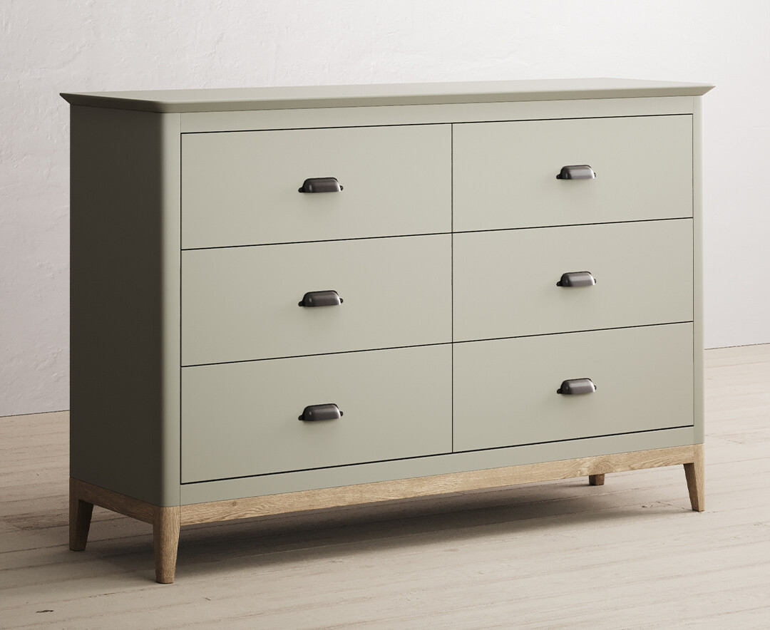Photo 1 of Ancona oak and soft green painted wide chest of drawers