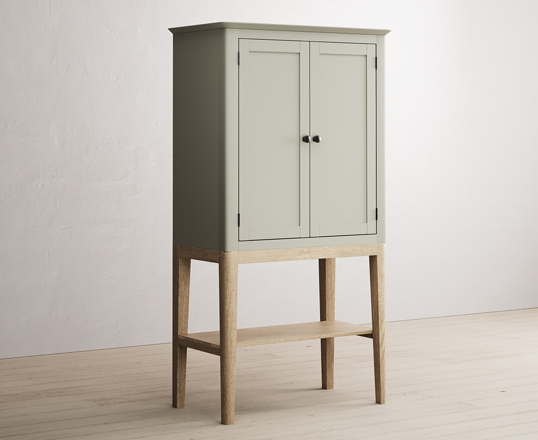 Photo 1 of Ancona oak and soft green painted tall storage cabinet
