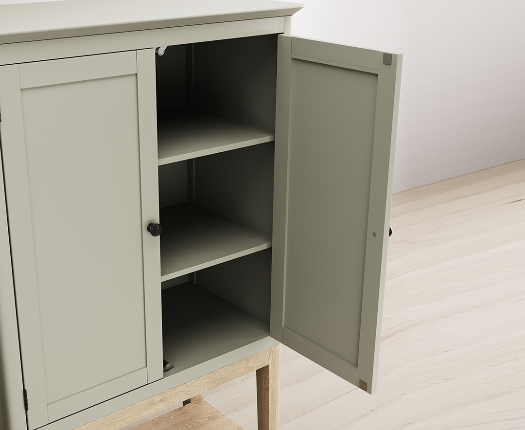 Photo 2 of Ancona oak and soft green painted tall storage cabinet