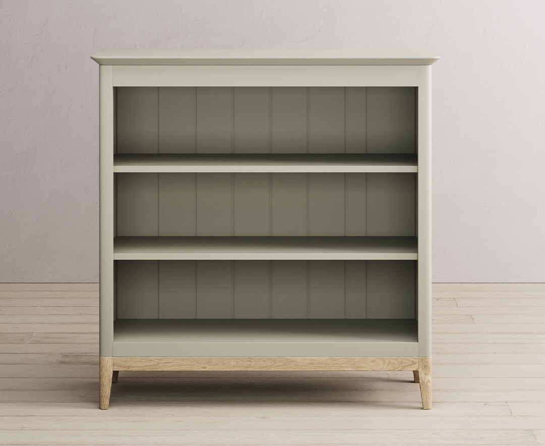 Product photograph of Ancona Oak And Soft Green Painted Small Bookcase from Oak Furniture Superstore