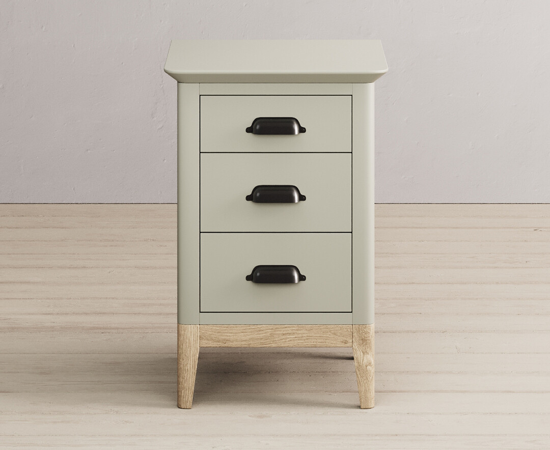 Product photograph of Ancona Oak And Soft Green Painted 3 Drawer Bedside Table from Oak Furniture Superstore