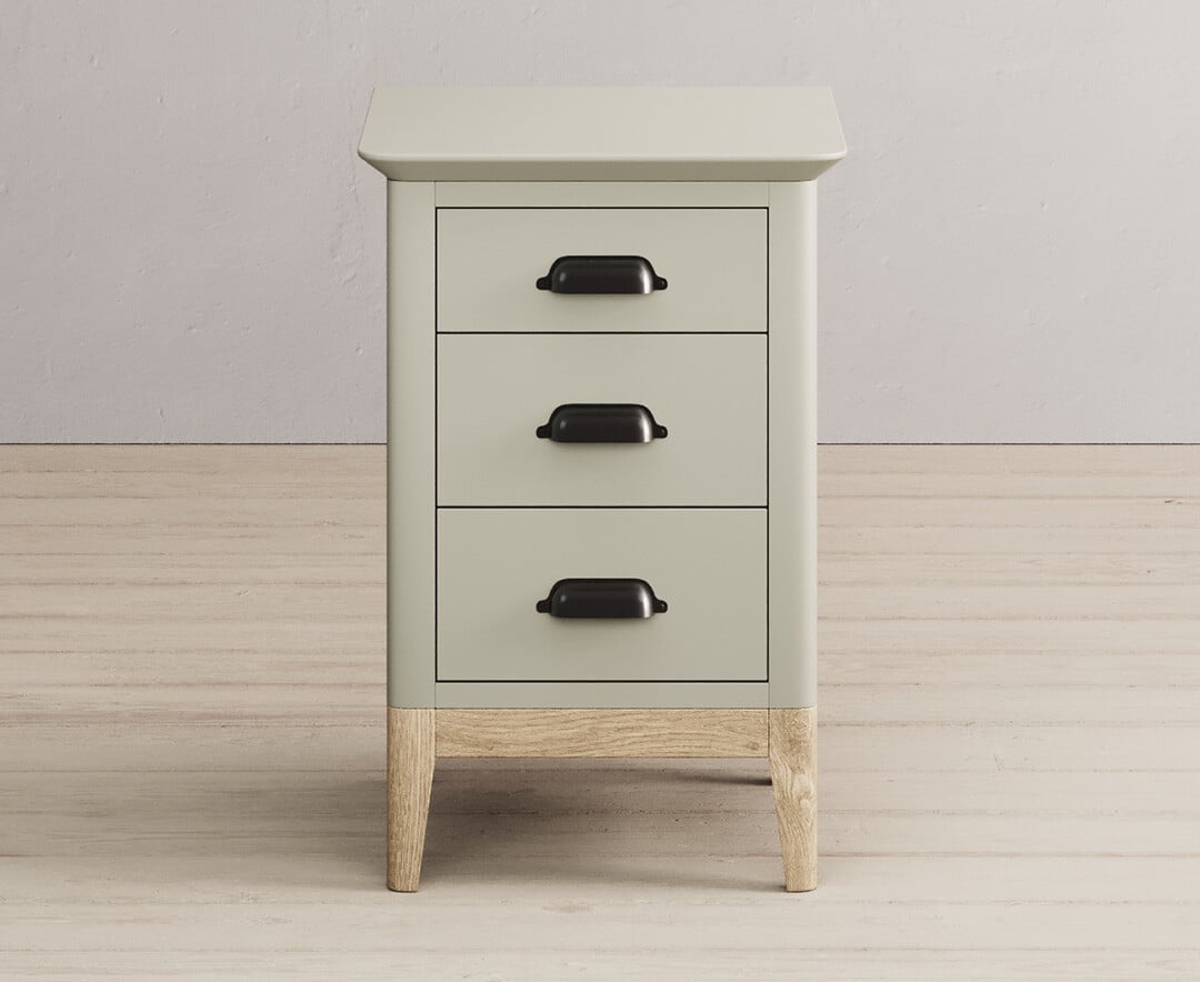 Ancona Oak And Soft Green Painted 3 Drawer Bedside Table