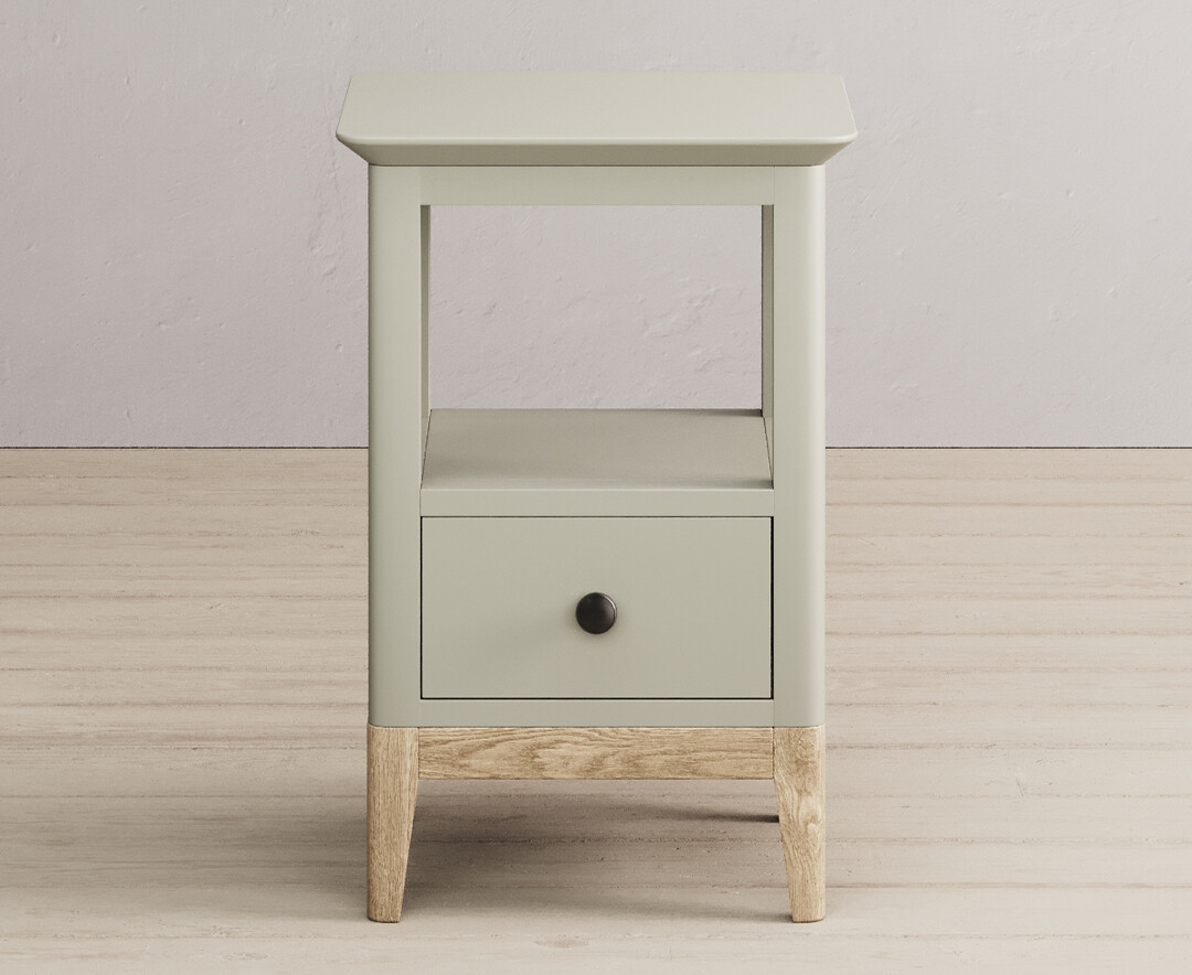 Product photograph of Ancona Oak And Soft Green Painted Lamp Table from Oak Furniture Superstore