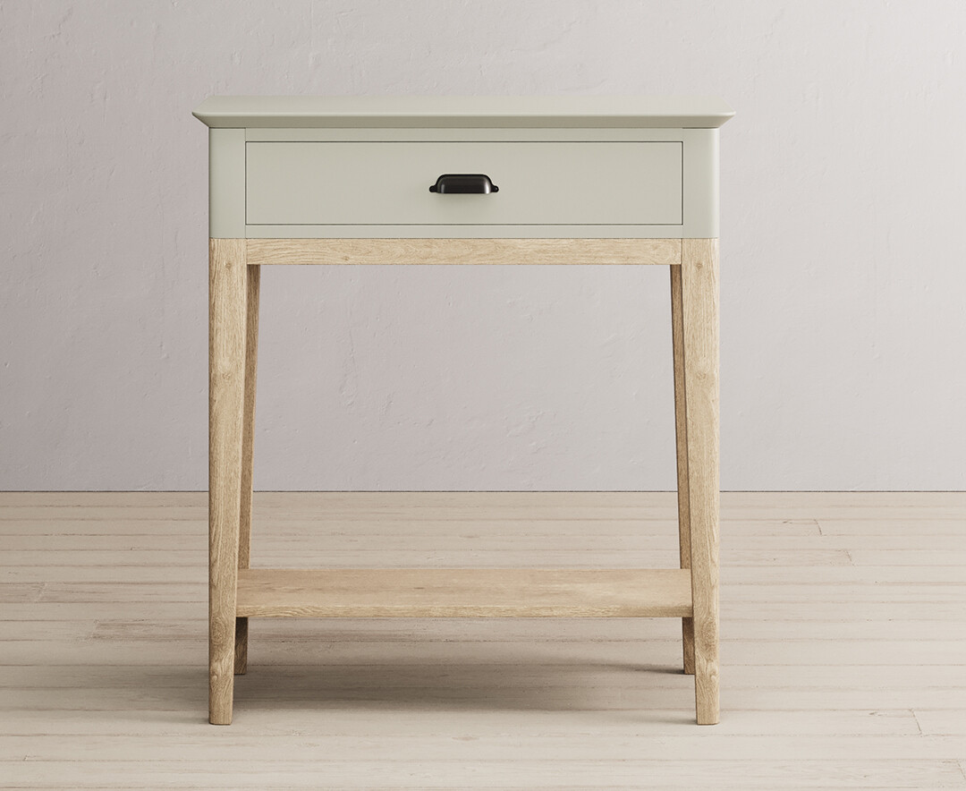 Product photograph of Ancona Oak And Soft Green Painted Console Table from Oak Furniture Superstore