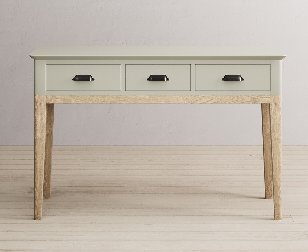 Product photograph of Ancona Oak And Soft Green Painted Dressing Table Computer Desk from Oak Furniture Superstore