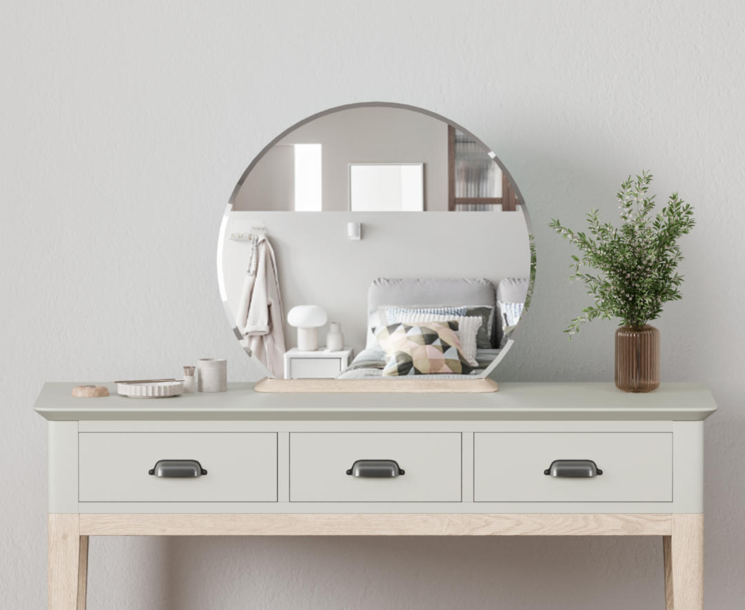Product photograph of Ancona Oak And Soft Green Painted Dressing Table Mirror from Oak Furniture Superstore