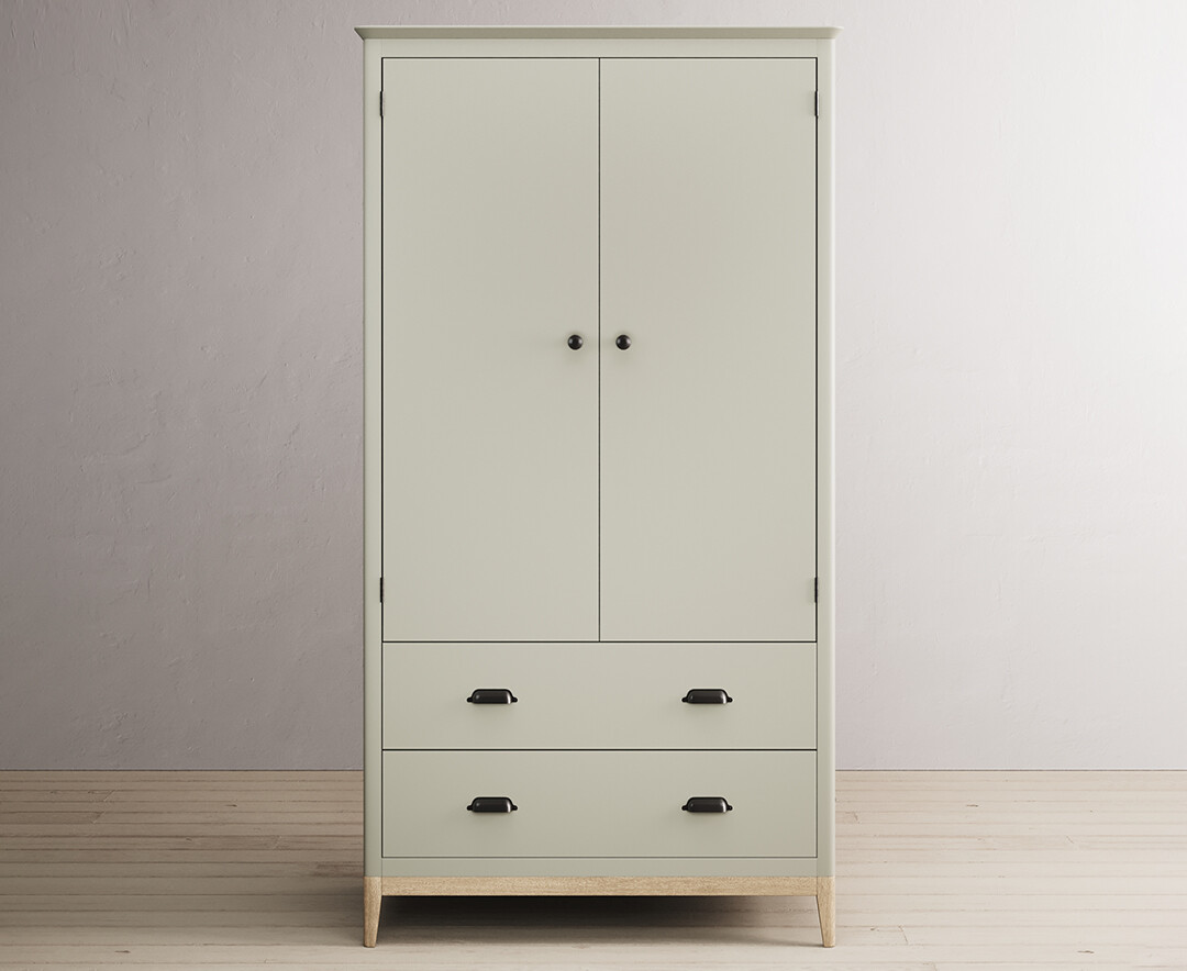 Ancona Oak And Soft Green Painted Double Wardrobe