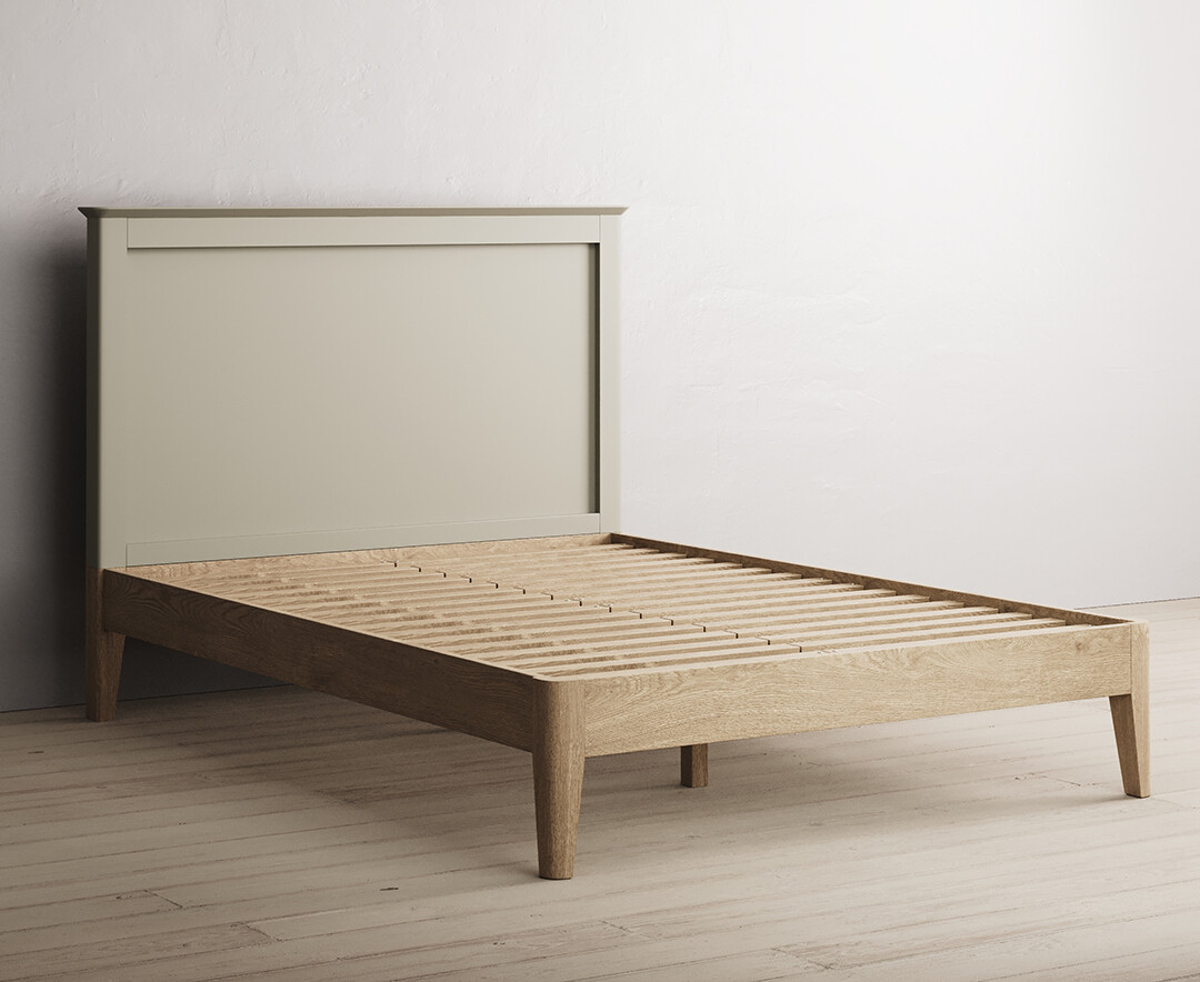 Product photograph of Ancona Oak And Soft Green Painted Double Bed from Oak Furniture Superstore
