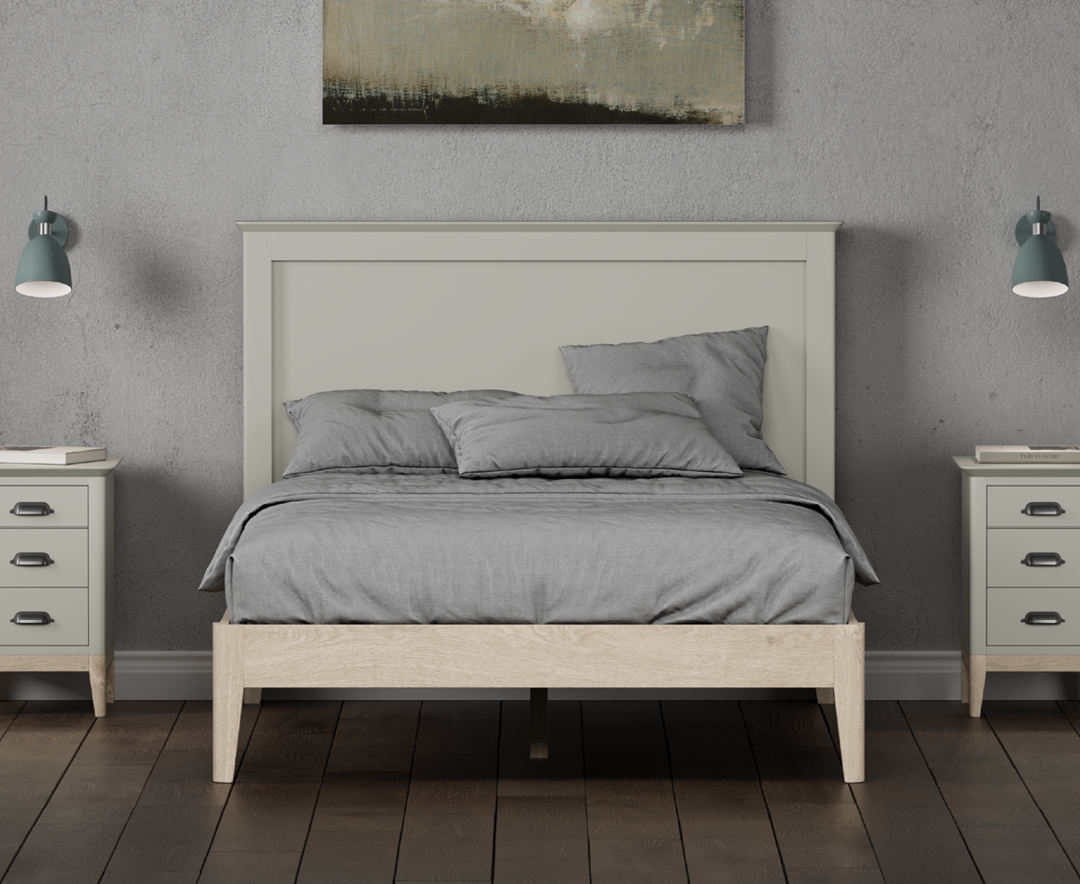 Product photograph of Ancona Oak And Soft Green Painted Double Bed from Oak Furniture Superstore