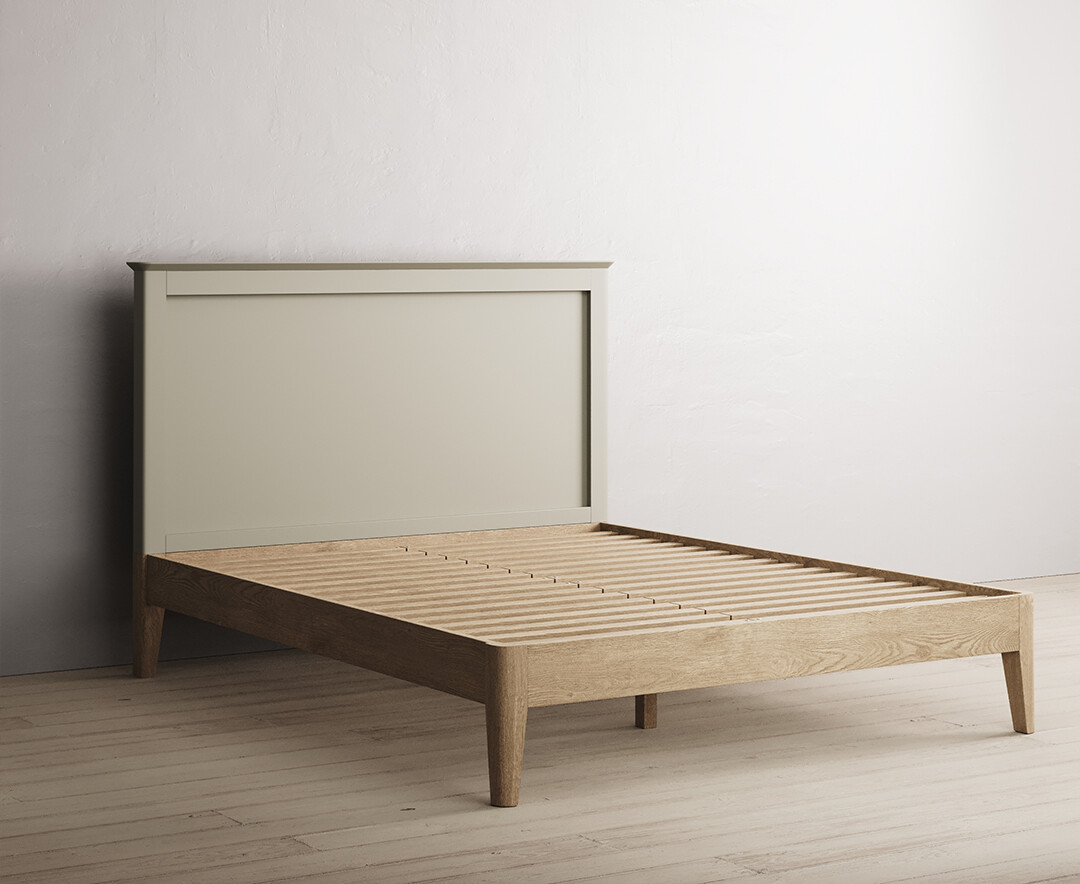 Product photograph of Ancona Oak And Soft Green Painted King Size Bed from Oak Furniture Superstore