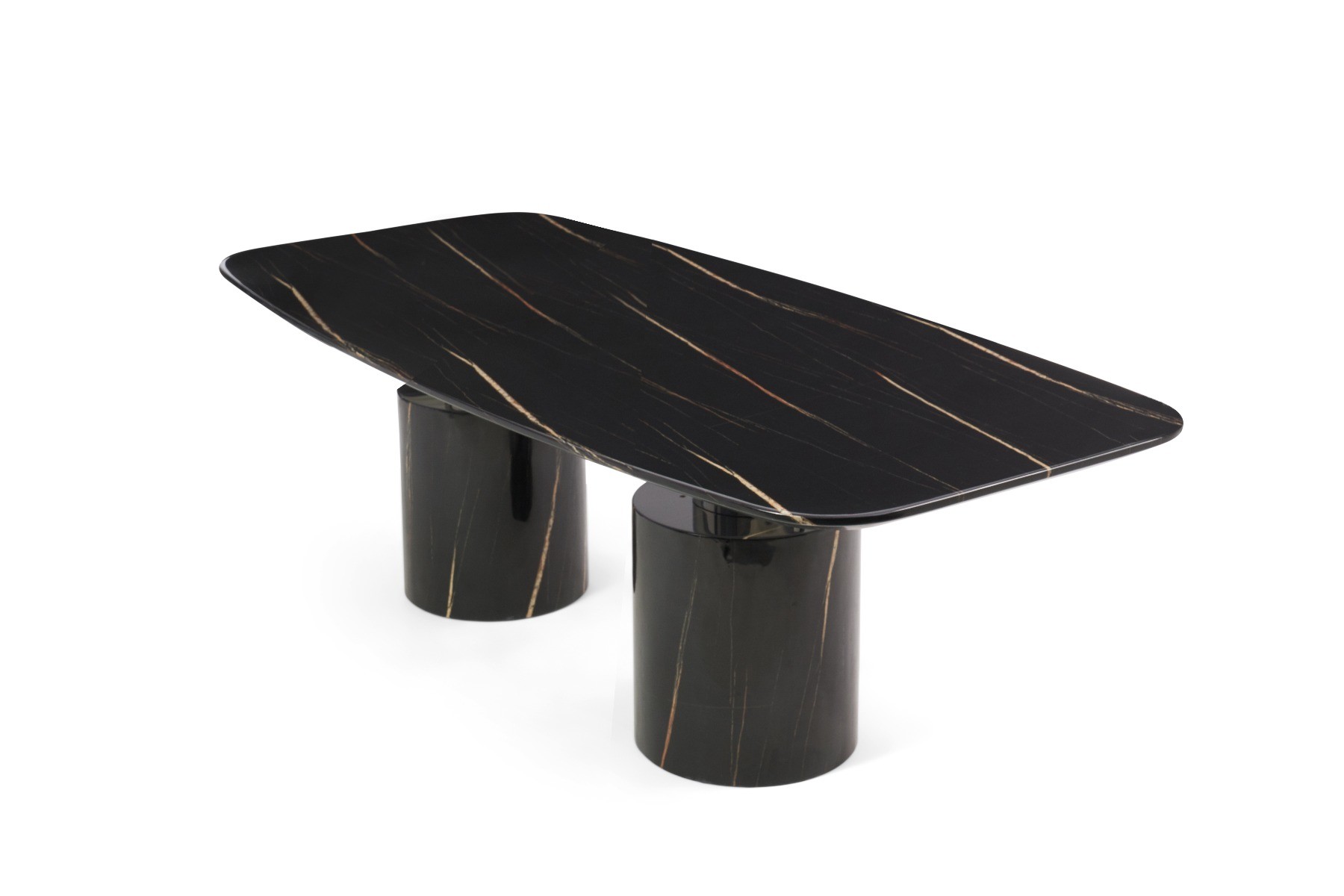 Photo 3 of Antonio 220cm black marble dining table with 8 white aldo z chairs
