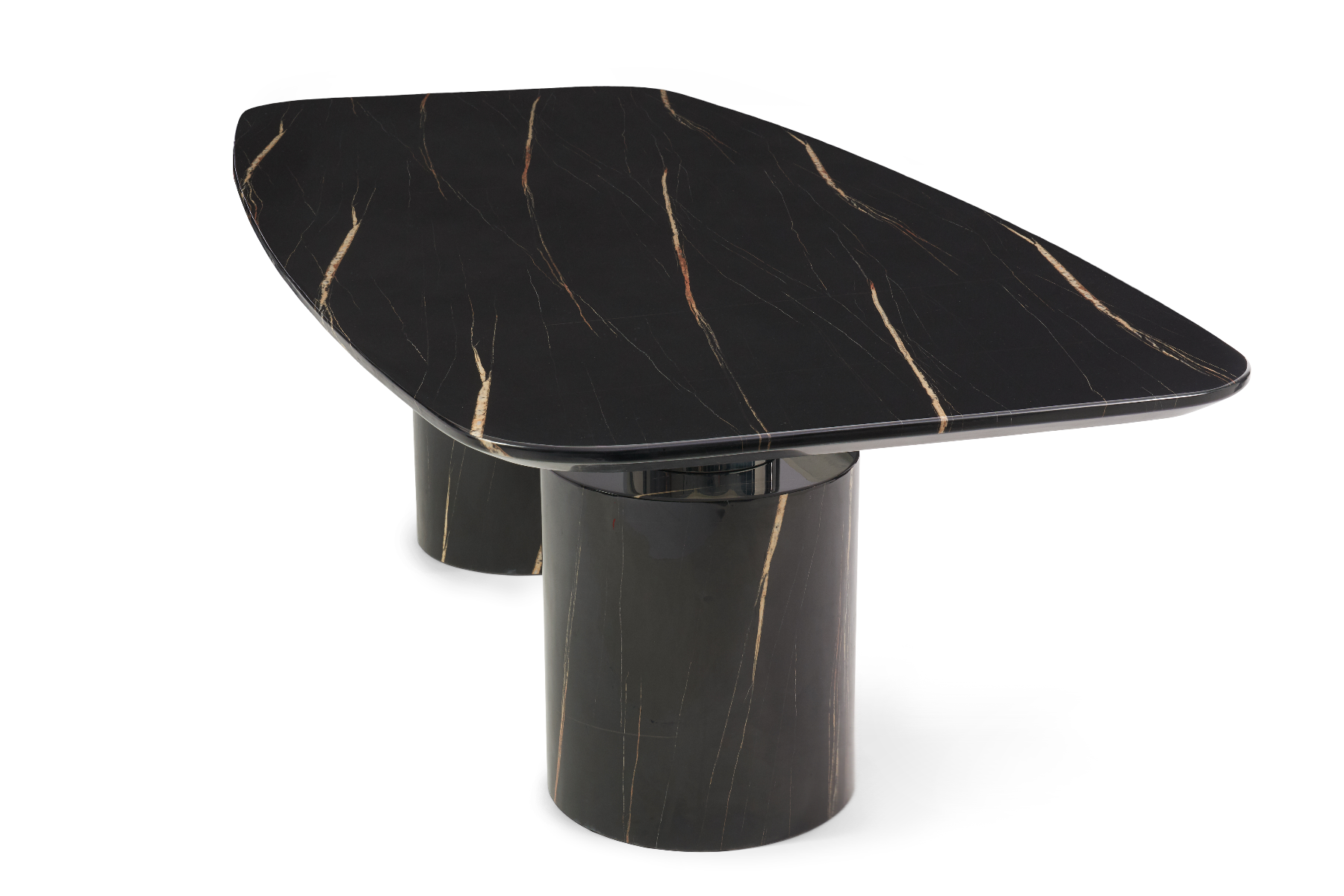 Photo 4 of Antonio 220cm black marble dining table with 8 white aldo z chairs