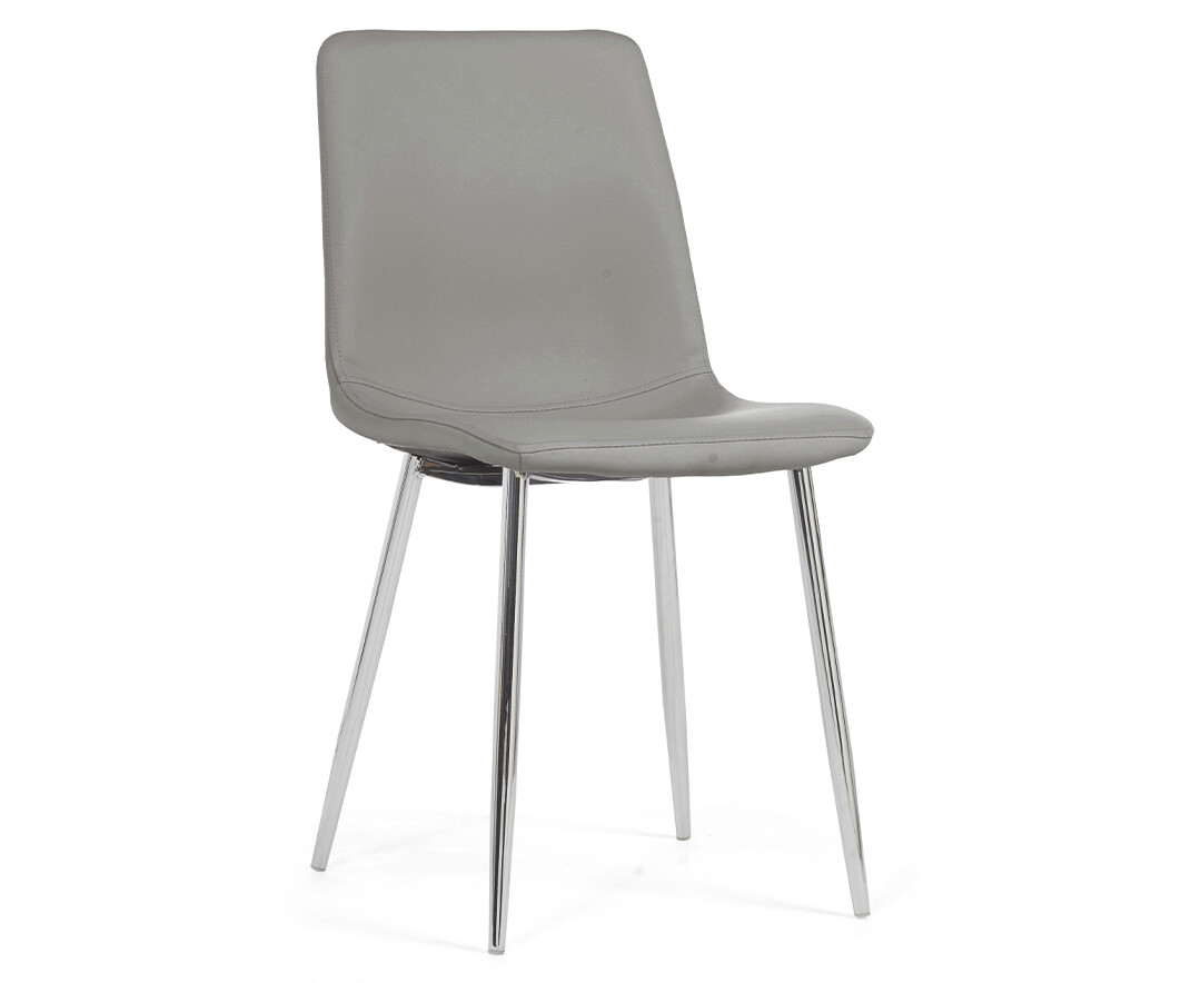 Photo 1 of Astrid grey faux leather and chrome dining chairs