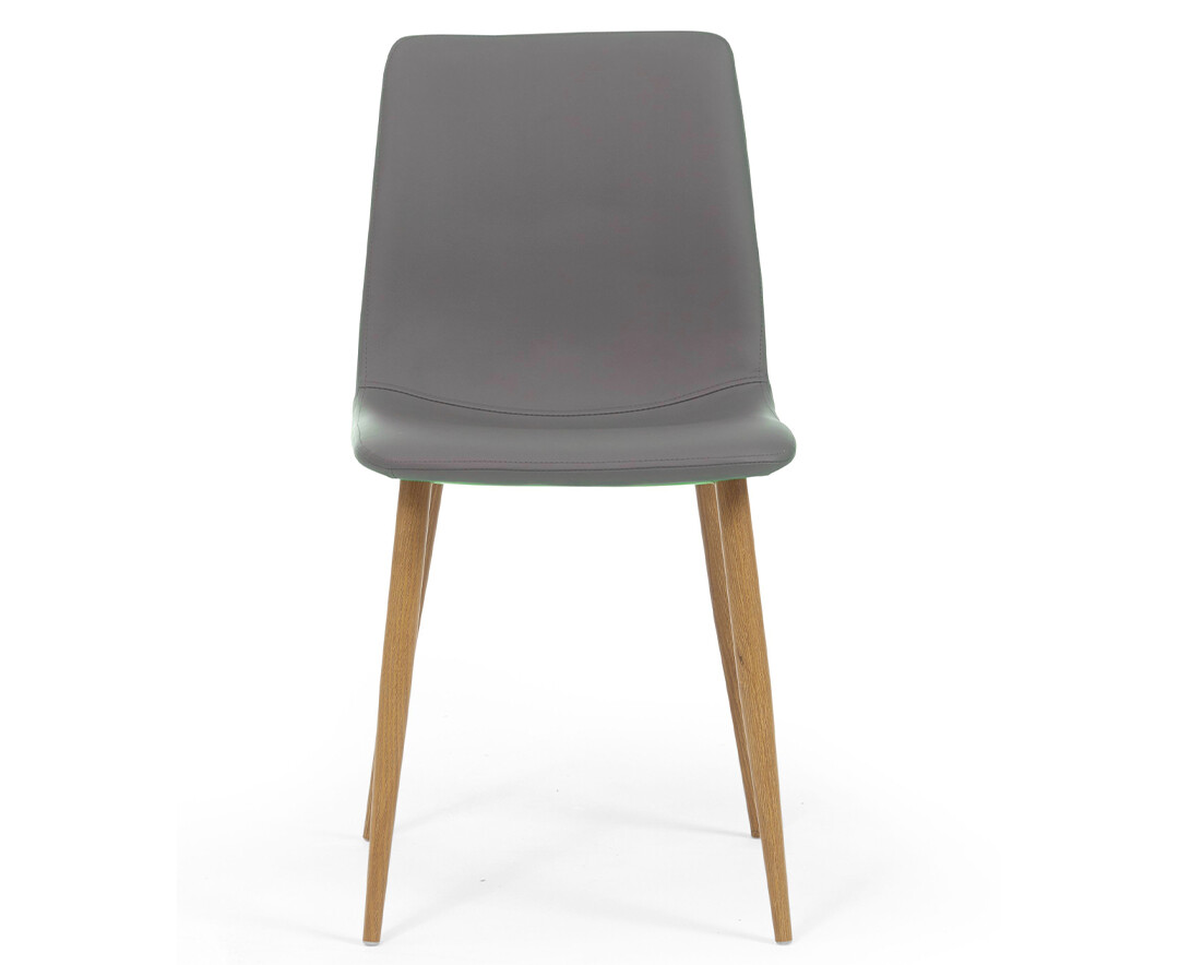 Product photograph of Astrid Grey Wooden Leg With Faux Leather Dining Chairs from Oak Furniture Superstore