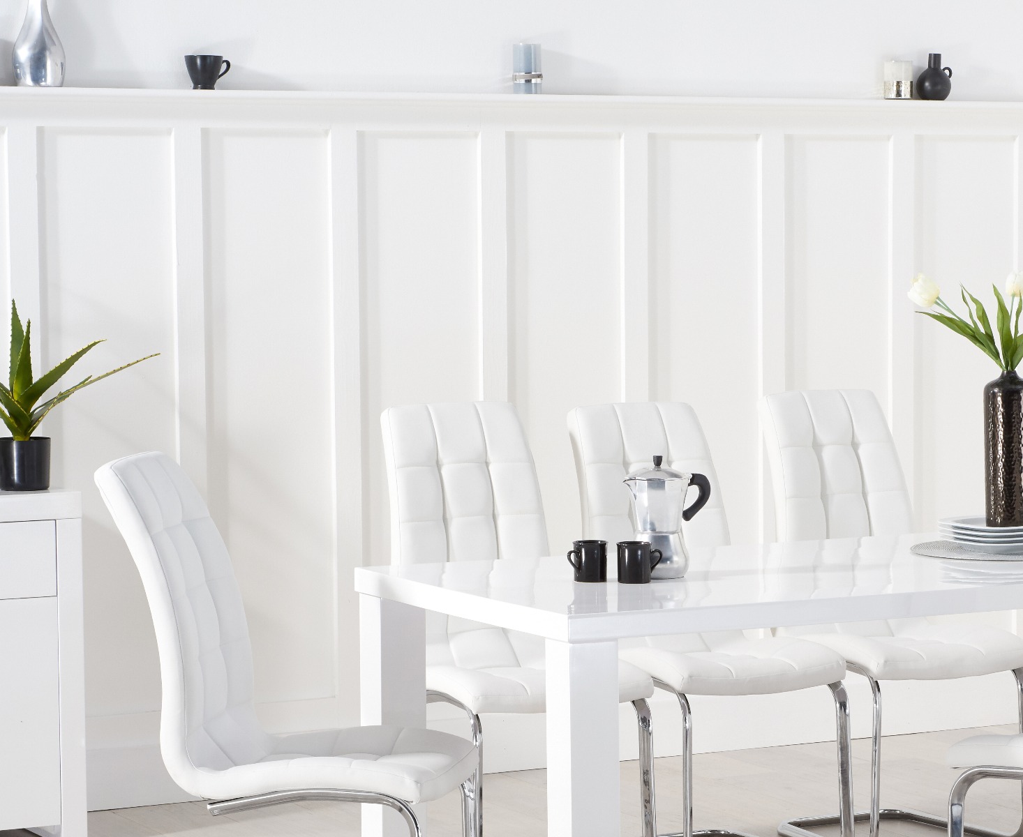 Photo 1 of Atlanta 200cm white high gloss dining table with 8 grey vigo chairs