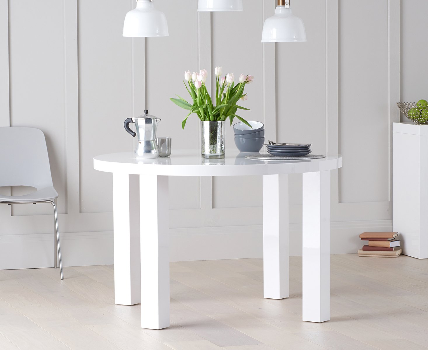 White gloss dining online table 120cm
