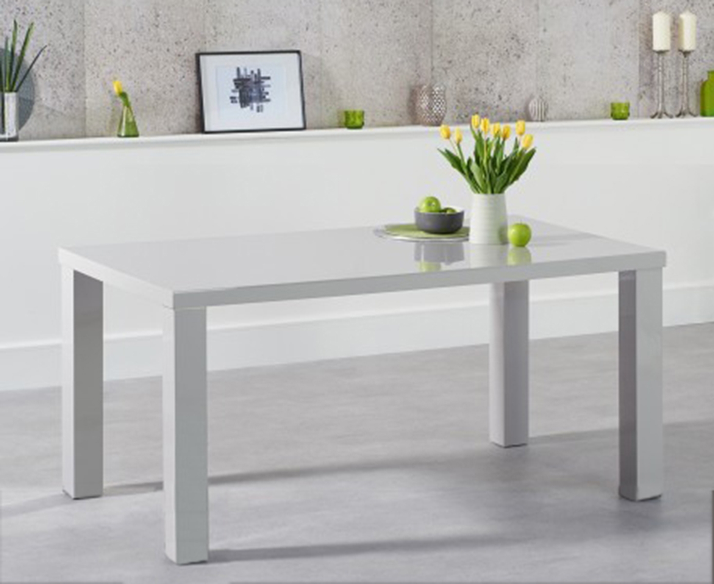 Product photograph of Seattle 160cm Light Grey High Gloss Dining Table from Oak Furniture Superstore