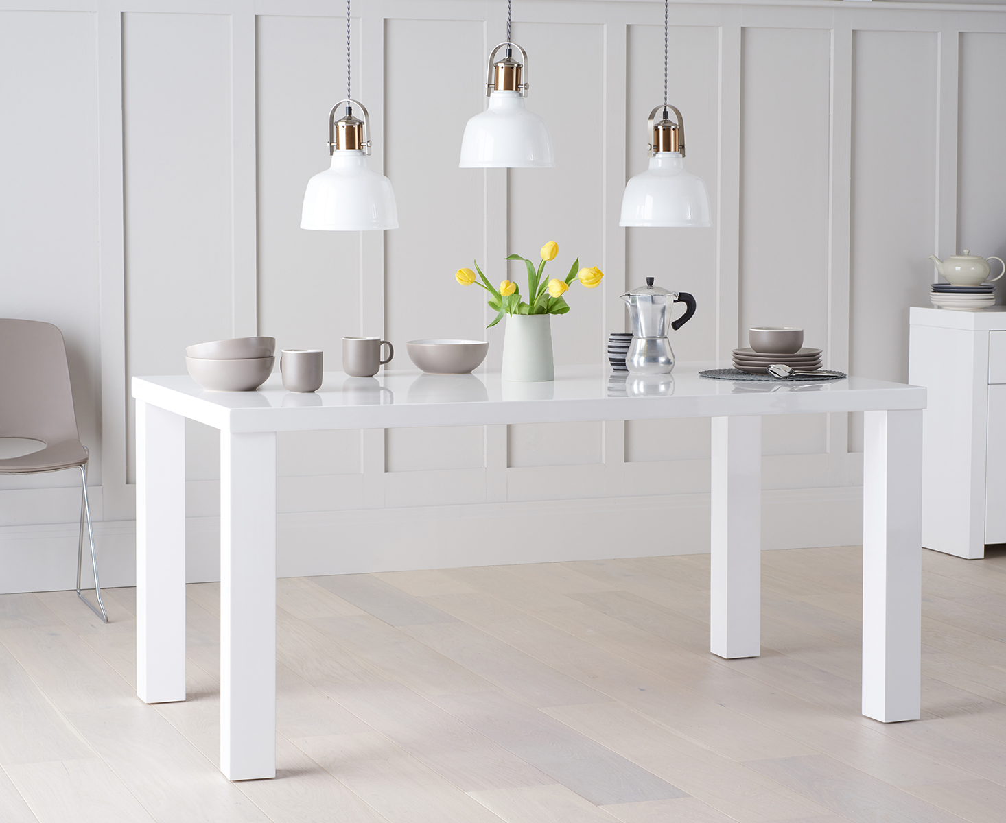 Product photograph of Seattle 160cm White High Gloss Dining Table from Oak Furniture Superstore