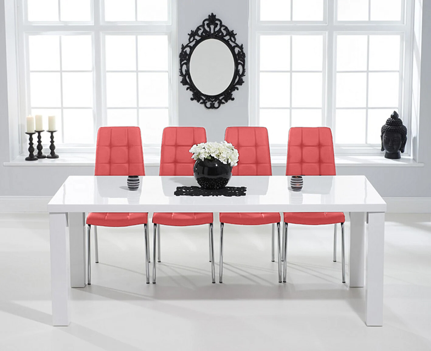 Photo 4 of Seattle 200cm white high gloss dining table with 6 grey enzo chairs