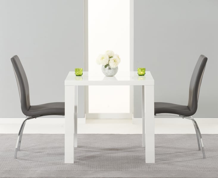 Atlanta 80cm White High Gloss Dining Table With Cavello Chairs Atlanta