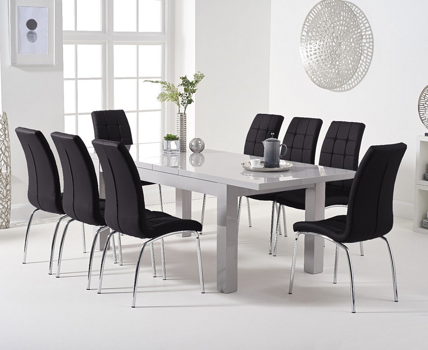 Extending dining table shop and 8 chairs