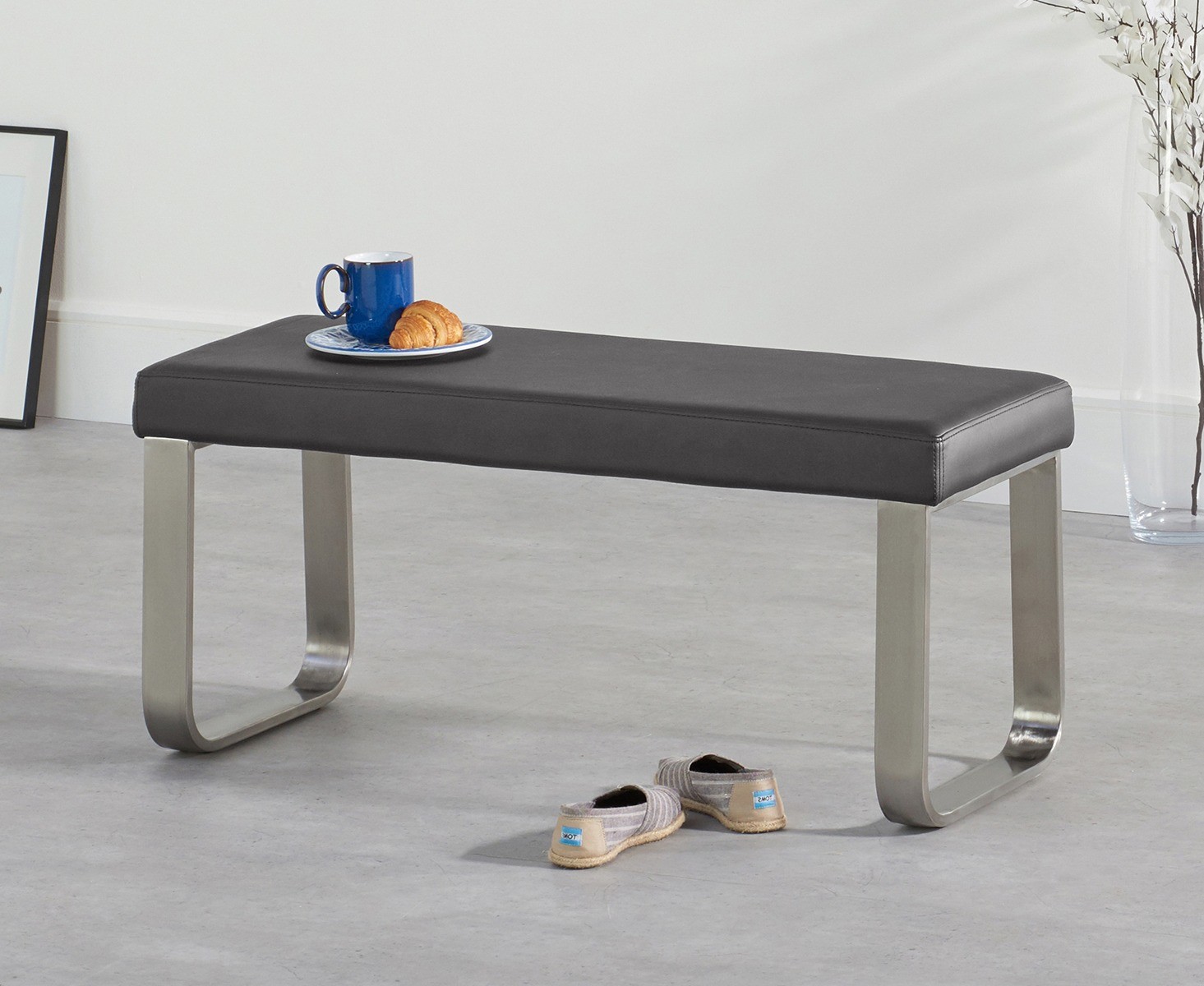Product photograph of Atlanta Small Grey Bench from Oak Furniture Superstore