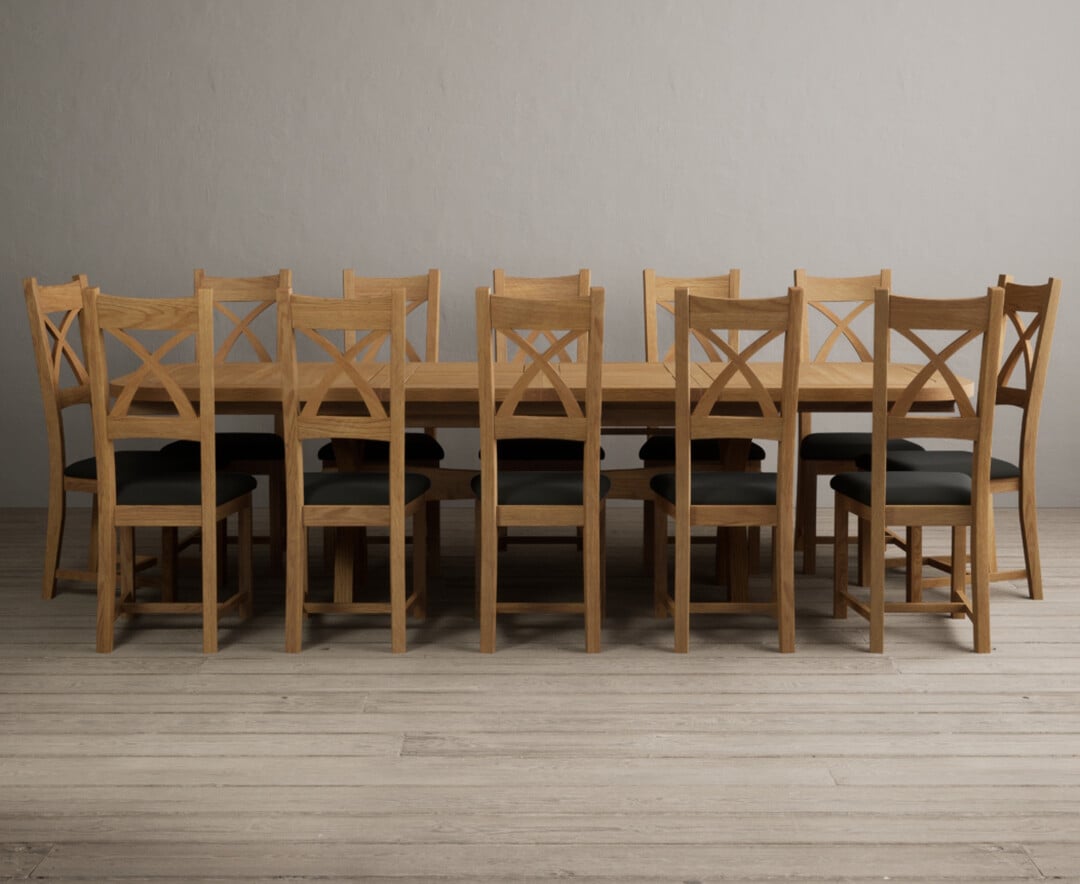 Extending Olympia 180cm Solid Oak Dining Table With 6 Cream Natural Solid Oak Chairs