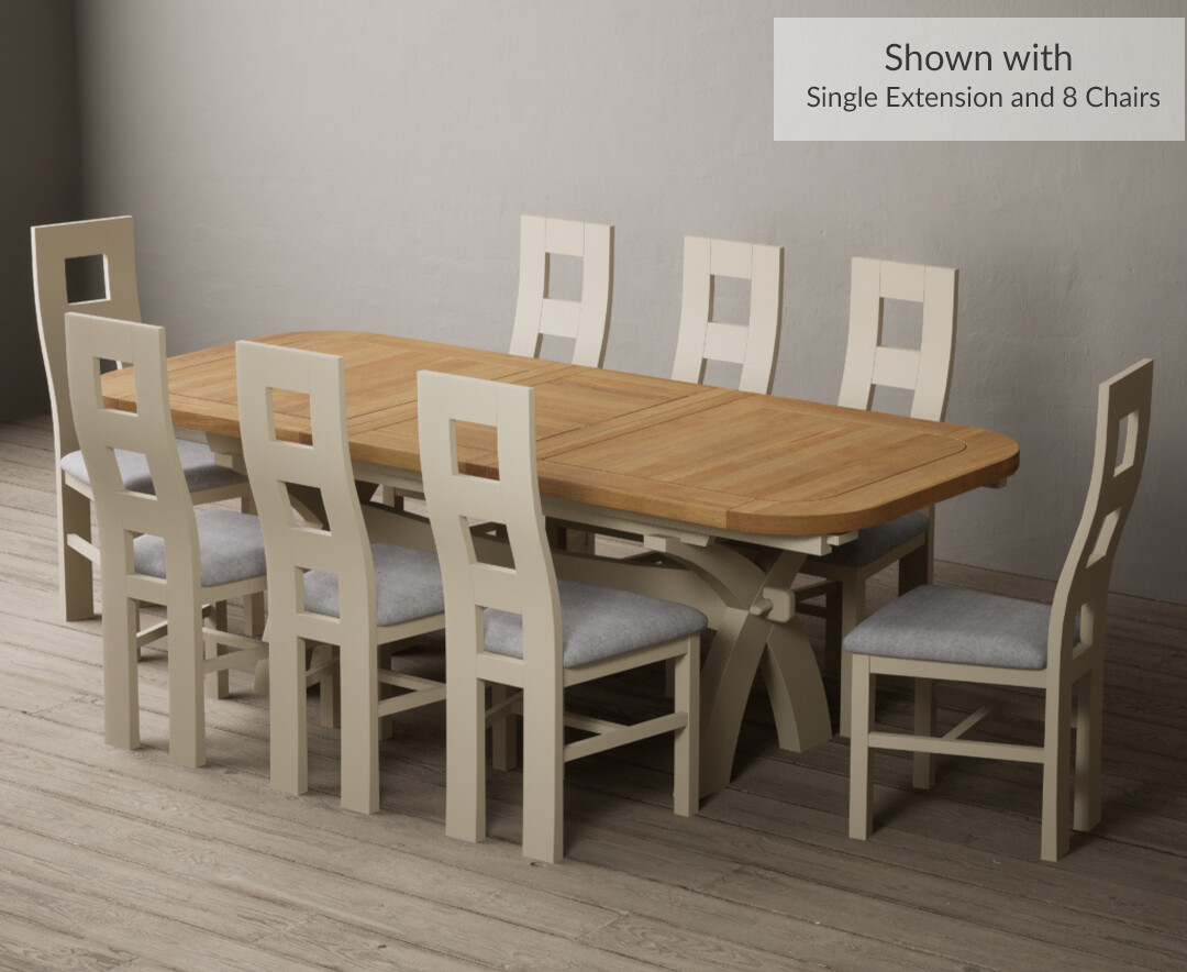 Photo 3 of Extending atlas 180cm oak and cream dining table with 12 brown flow back chairs