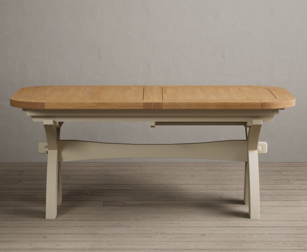 Product photograph of Extending Atlas 180cm Oak And Cream Painted Dining Table from Oak Furniture Superstore