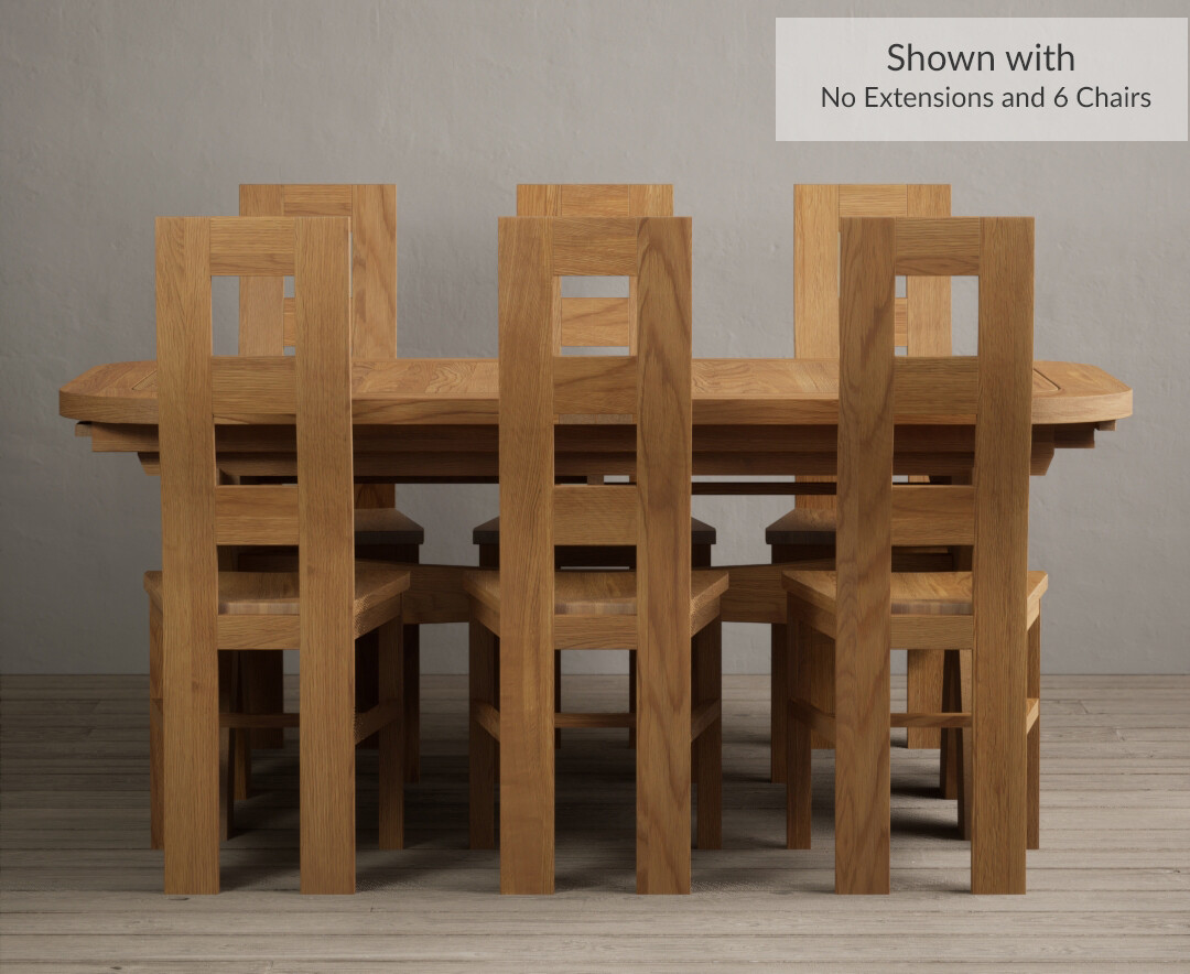 Photo 1 of Atlas 180cm solid oak extending dining table with 8 oak flow back chairs with oak seats