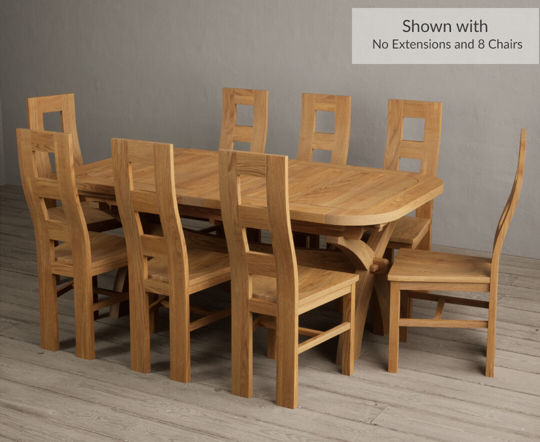 Photo 2 of Atlas 180cm solid oak extending dining table with 12 oak flow back chairs with oak seats