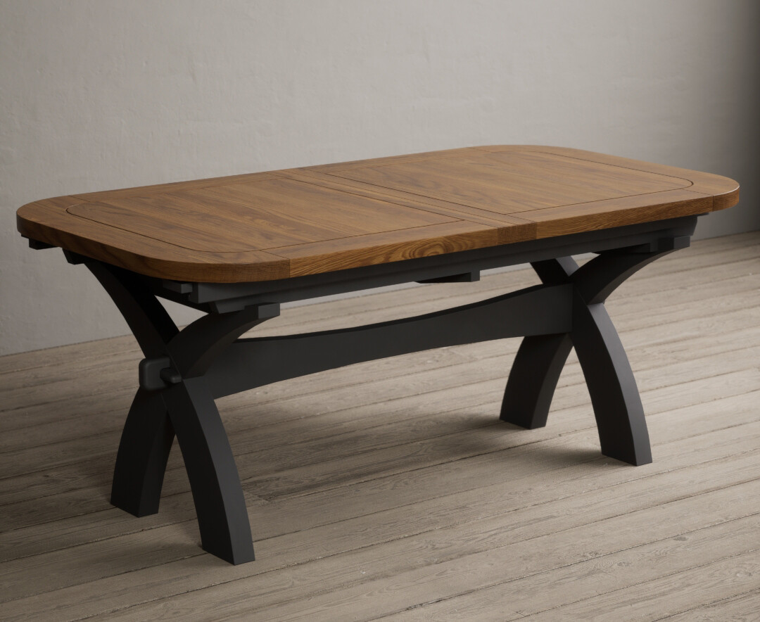 Product photograph of Extending Atlas 180cm Oak And Charcoal Grey Painted Dining Table from Oak Furniture Superstore