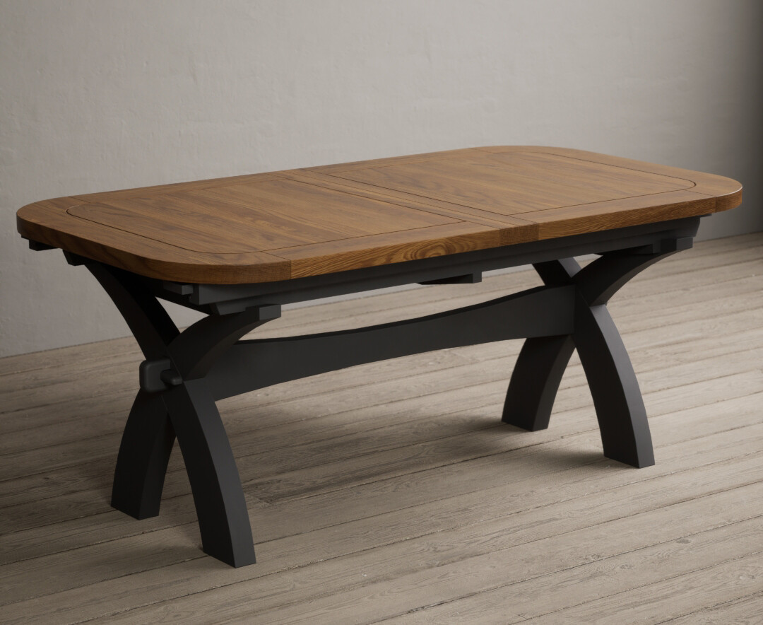 Atlas 180cm Oak And Charcoal Grey Painted Extending Dining Table