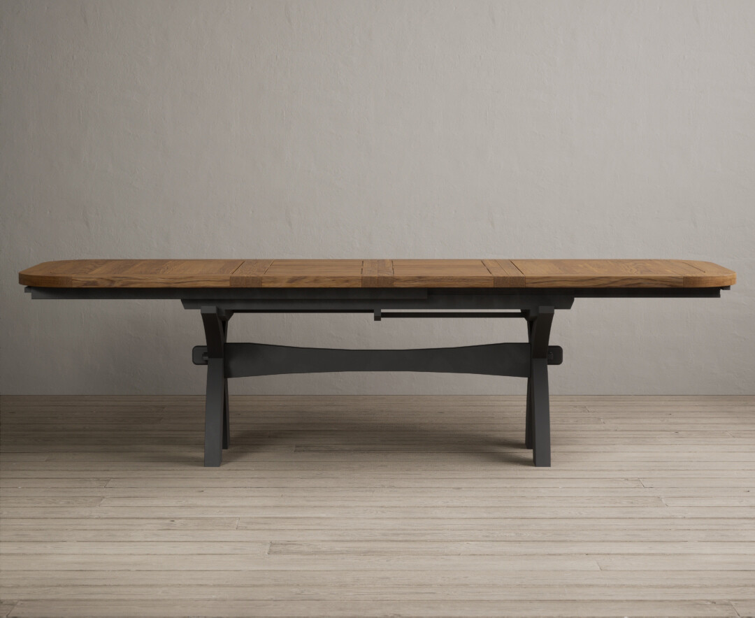 Product photograph of Extending Atlas 180cm Oak And Charcoal Grey Painted Dining Table from Oak Furniture Superstore.
