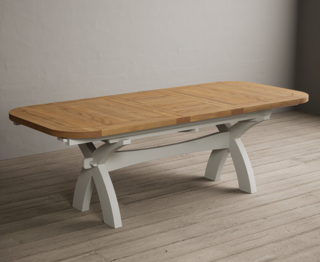 Product photograph of Atlas 180cm Oak And Chalk White Painted Extending Dining Table from Oak Furniture Superstore