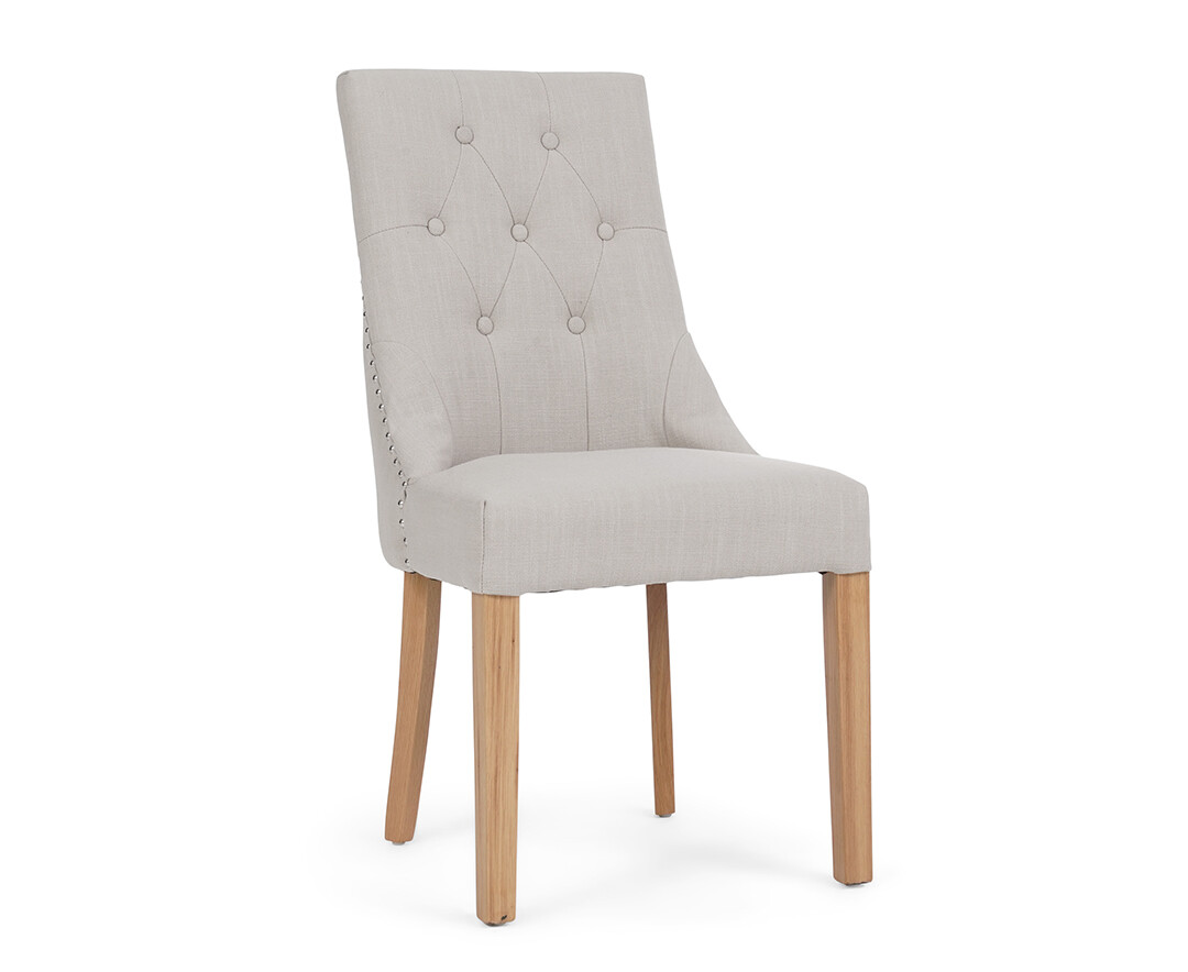 Photo 2 of Beatrix natural fabric oak leg dining chairs