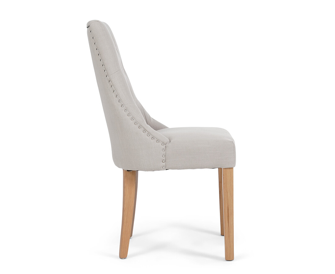 Photo 3 of Beatrix natural fabric oak leg dining chairs