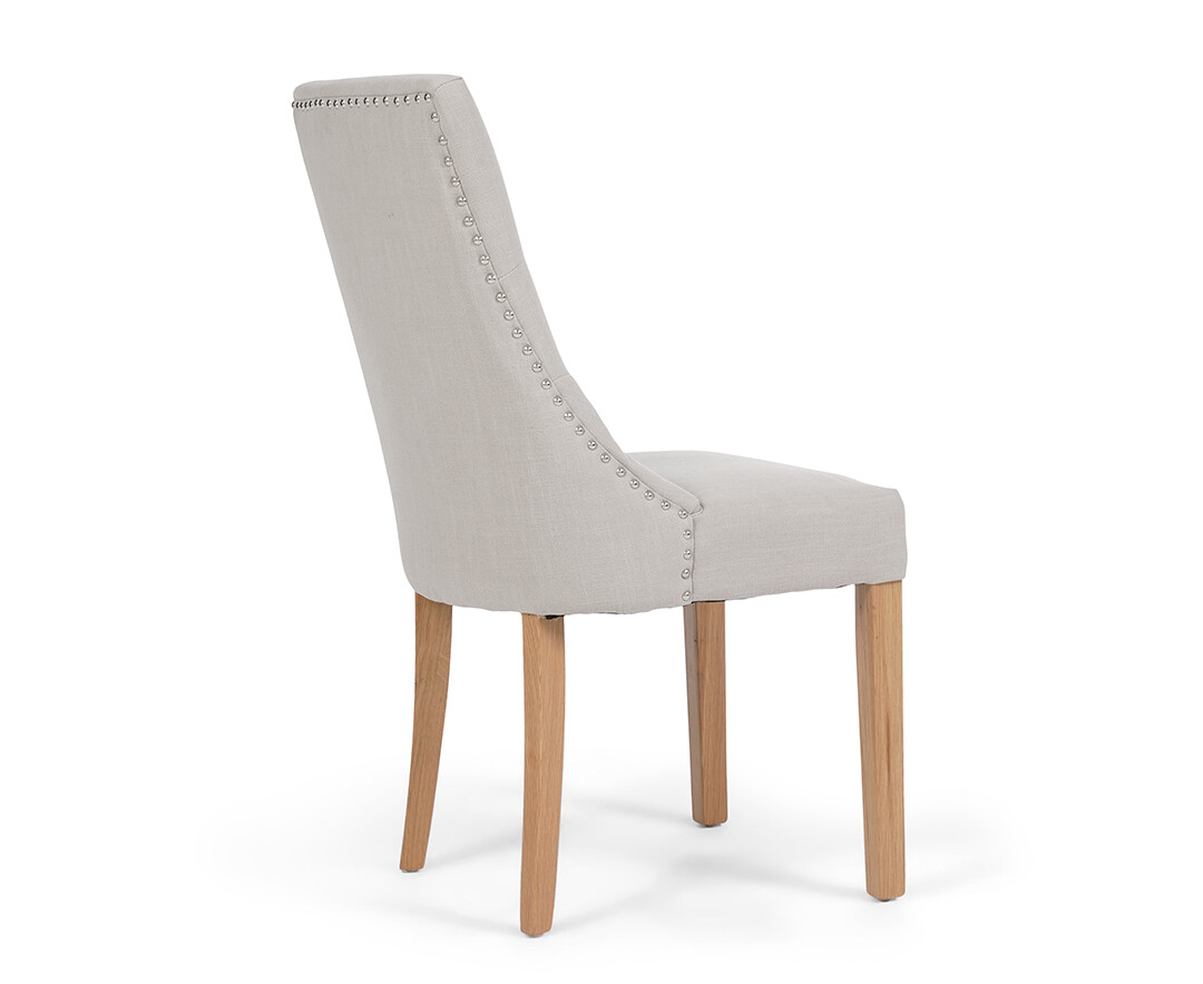 Photo 4 of Beatrix natural fabric oak leg dining chairs