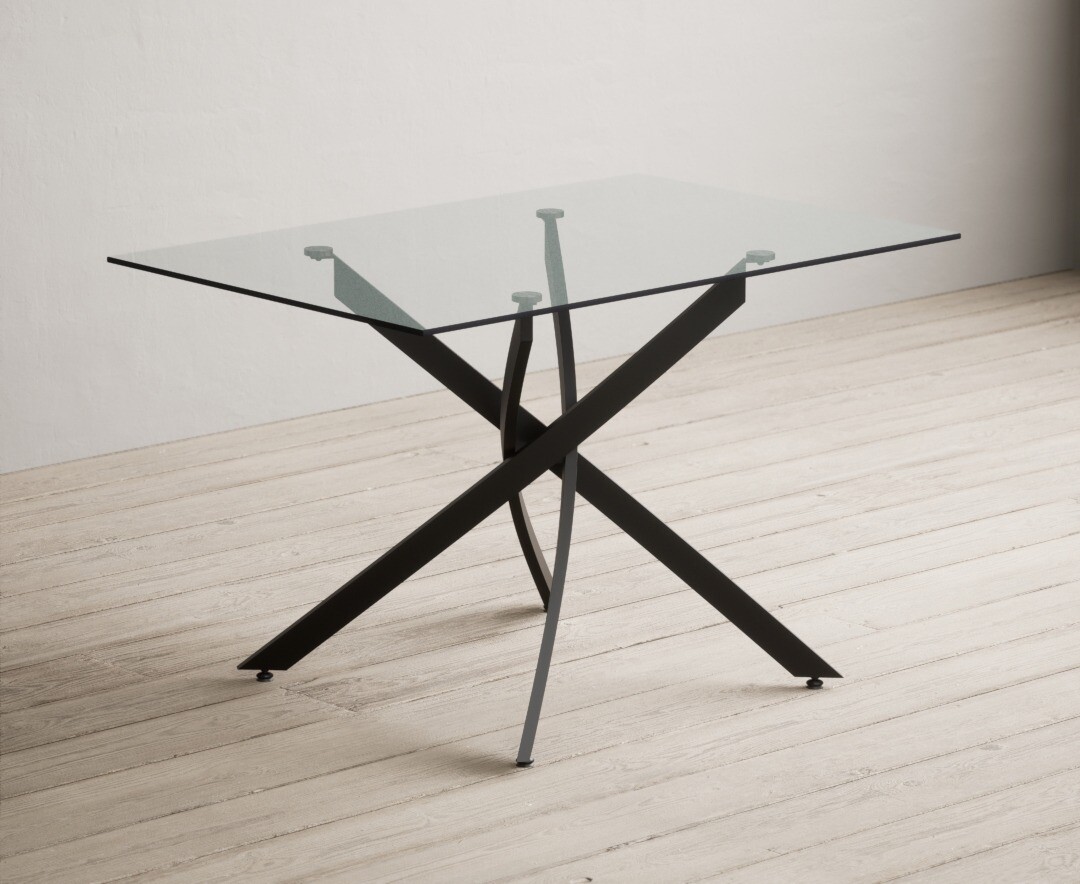 Product photograph of Bernini 120cm Black Leg Rectangular Glass Dining Table from Oak Furniture Superstore