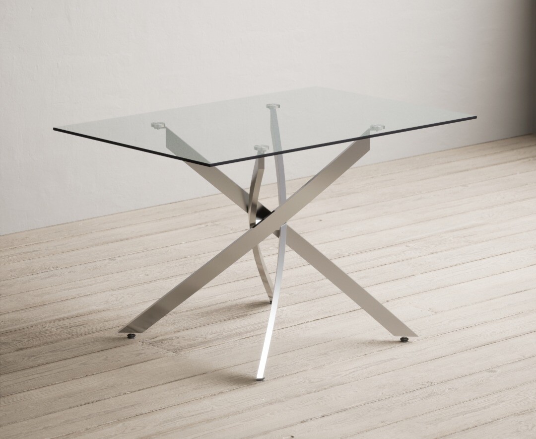 Product photograph of Bernini 120cm Rectangular Glass Dining Table from Oak Furniture Superstore