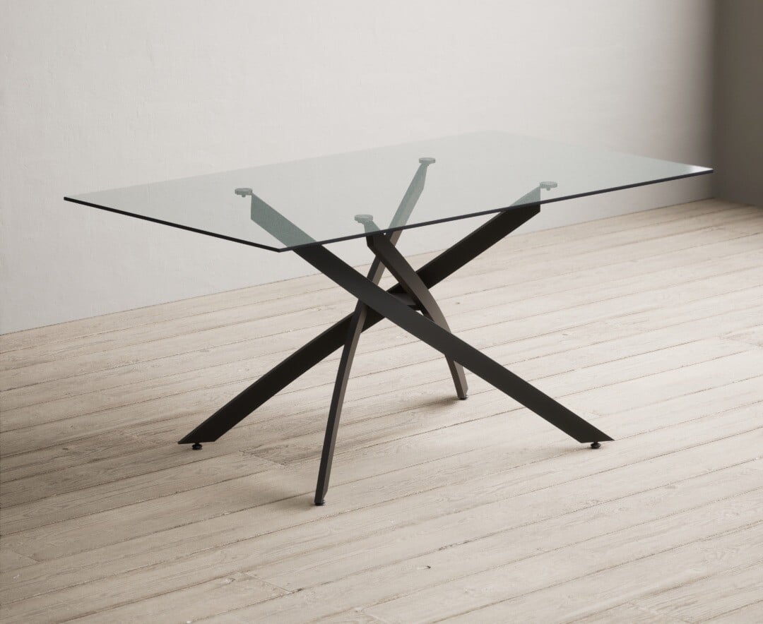 Product photograph of Bernini 160cm Black Leg Rectangular Glass Dining Table from Oak Furniture Superstore