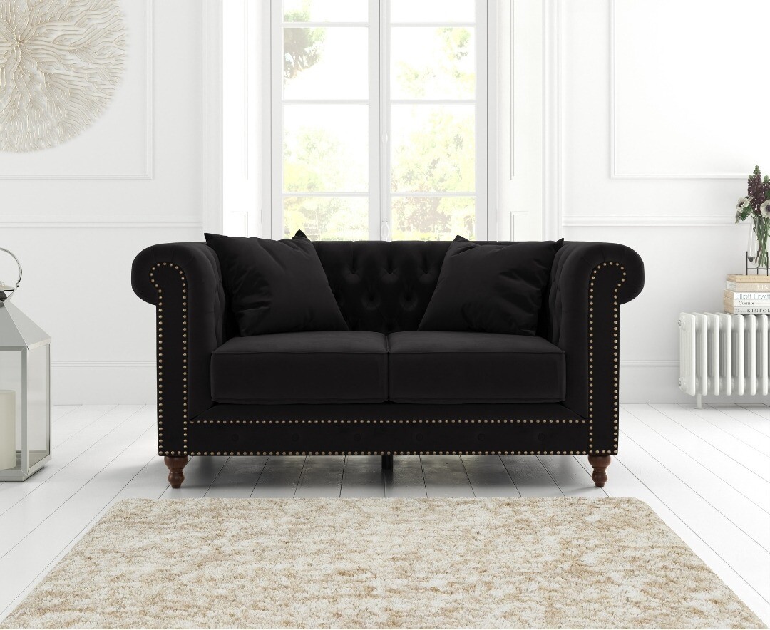 Product photograph of Westminster Chesterfield Black Velvet 2 Seater Sofa from Oak Furniture Superstore