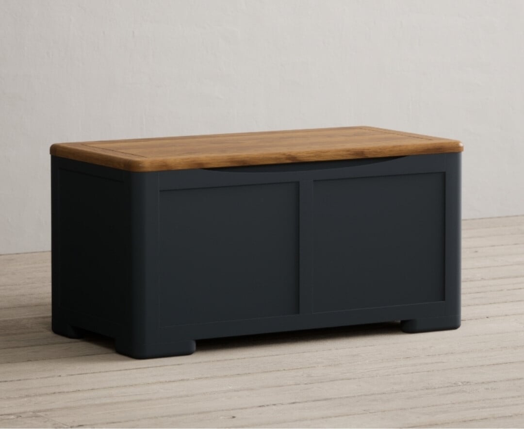Pembridge Oak And Dark Blue Painted Blanket Box