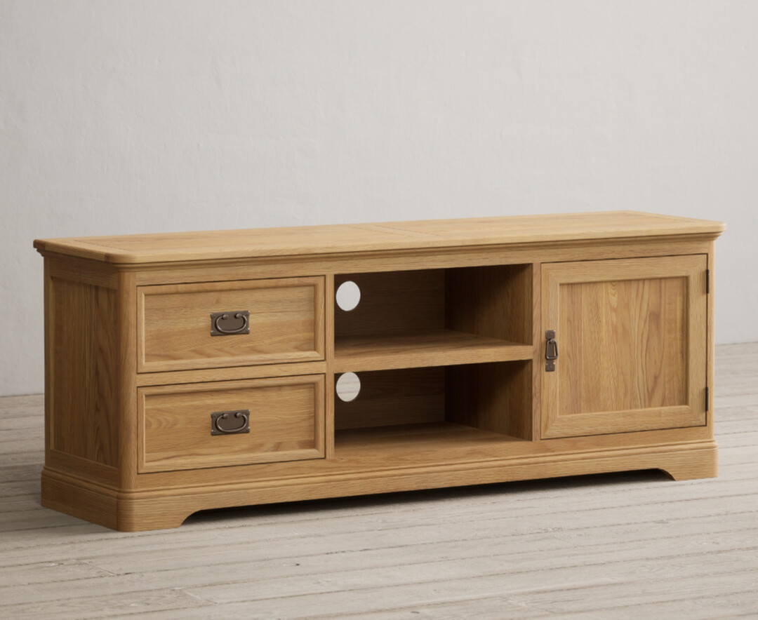 Product photograph of Bridstow Solid Oak Super Wide Tv Cabinet from Oak Furniture Superstore.
