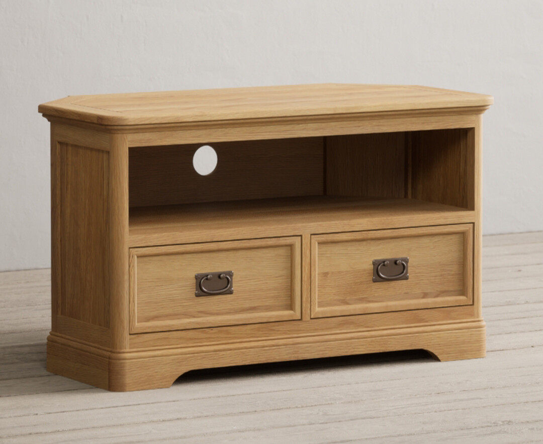 Product photograph of Bridstow Solid Oak Corner Tv Cabinet from Oak Furniture Superstore.