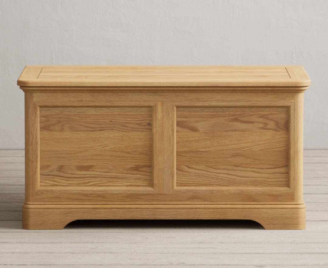 Product photograph of Bridstow Solid Oak Blanket Box from Oak Furniture Superstore
