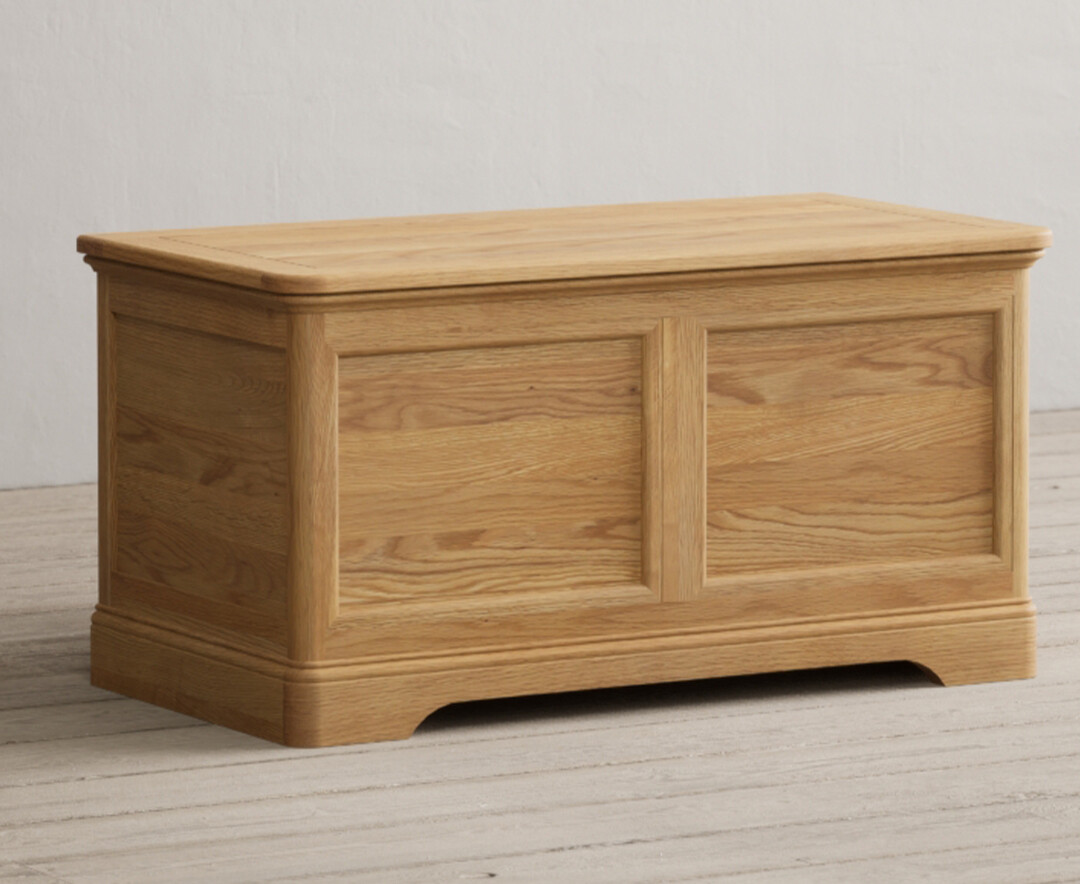 Product photograph of Bridstow Solid Oak Blanket Box from Oak Furniture Superstore.