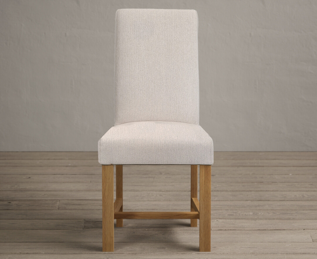 Braced Leg Natural Fabric Dining Chairs