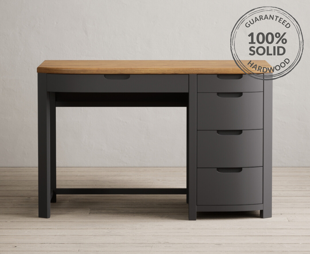 Bradwell Oak and Charcoal Grey Painted Computer Desk Oak Furniture Superstore